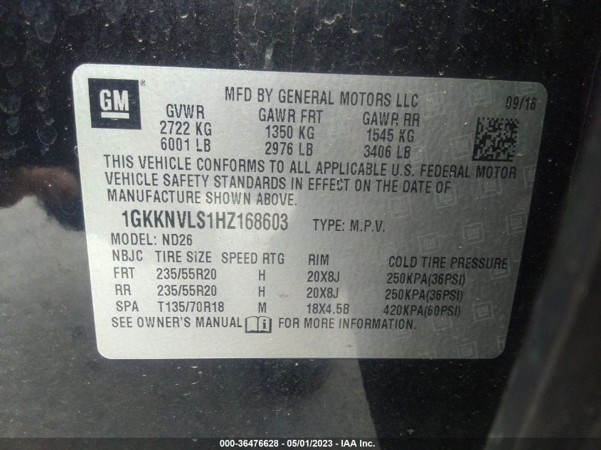 2017 GMC ACADIA SLT - 1GKKNVLS1HZ168603