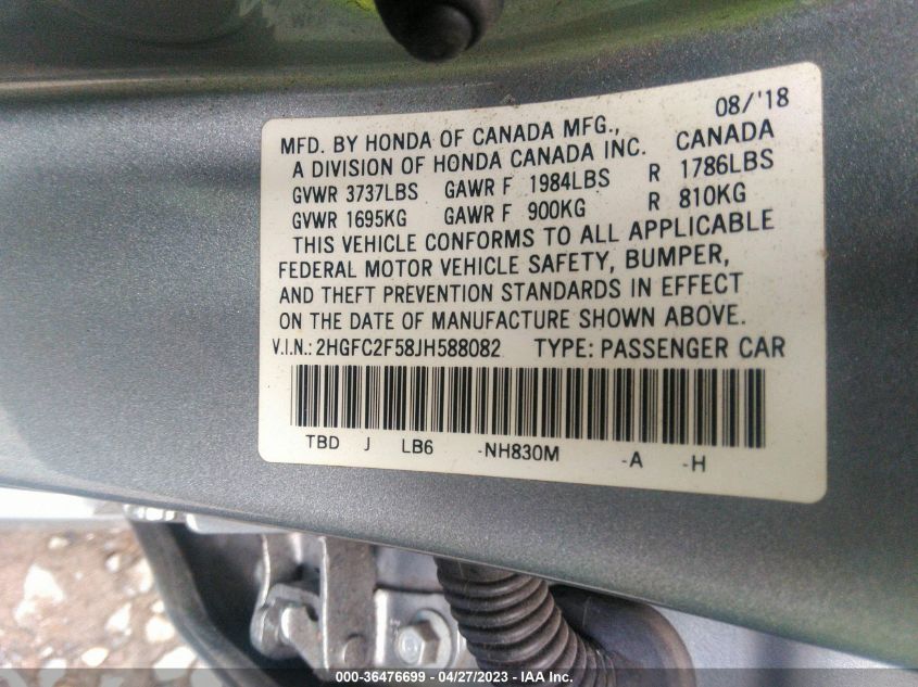 2018 HONDA CIVIC SEDAN LX - 2HGFC2F58JH588082