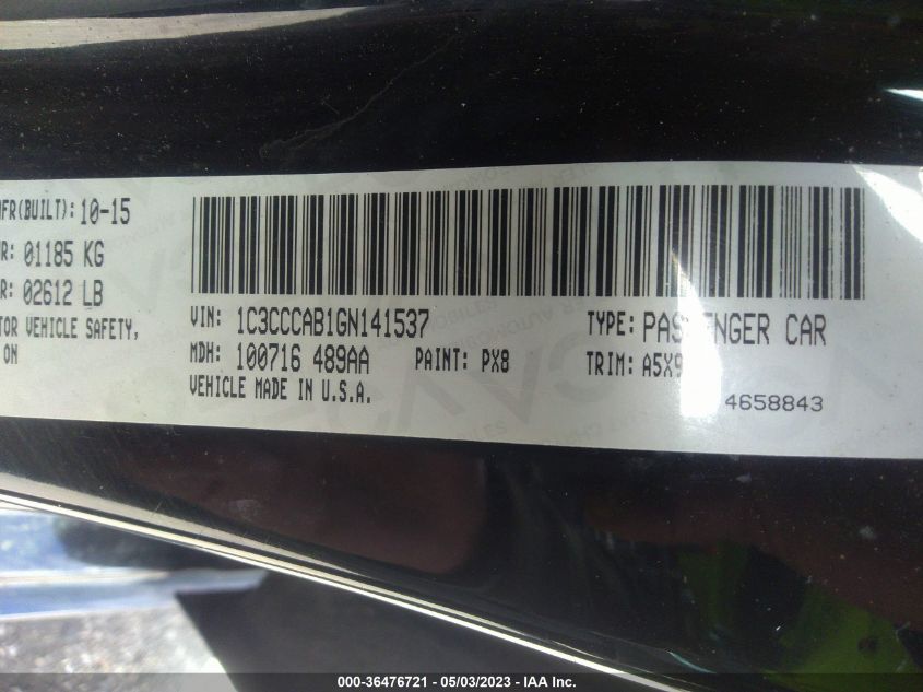 2016 CHRYSLER 200 LIMITED - 1C3CCCAB1GN141537