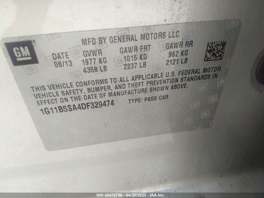 2013 CHEVROLET MALIBU LS - 1G11B5SA4DF329474