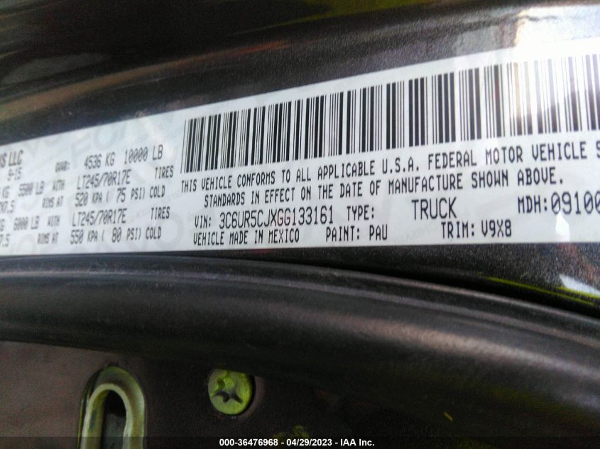 2016 RAM 2500 TRADESMAN - 3C6UR5CJXGG133161