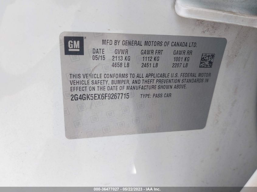 2015 BUICK REGAL - 2G4GK5EX6F9267715