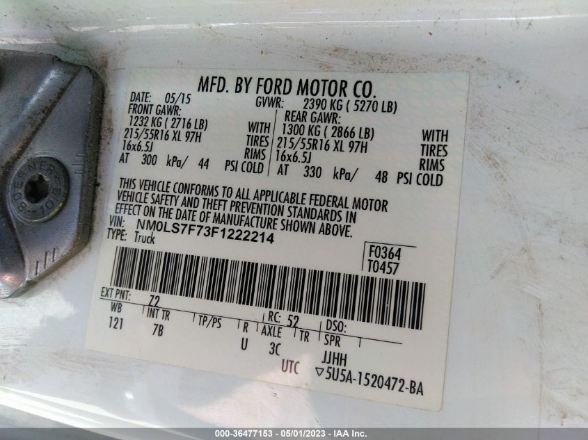 2015 FORD TRANSIT CONNECT XLT - NM0LS7F73F1222214
