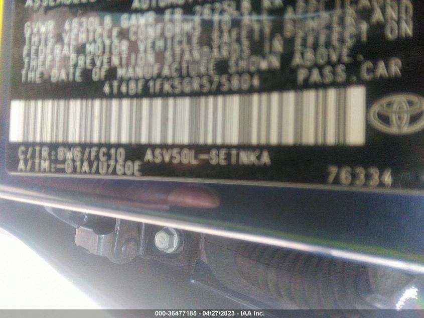 2016 TOYOTA CAMRY XLE/SE/LE/XSE - 4T4BF1FK5GR575804
