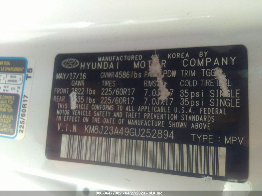 2016 HYUNDAI TUCSON SE - KM8J23A49GU252894