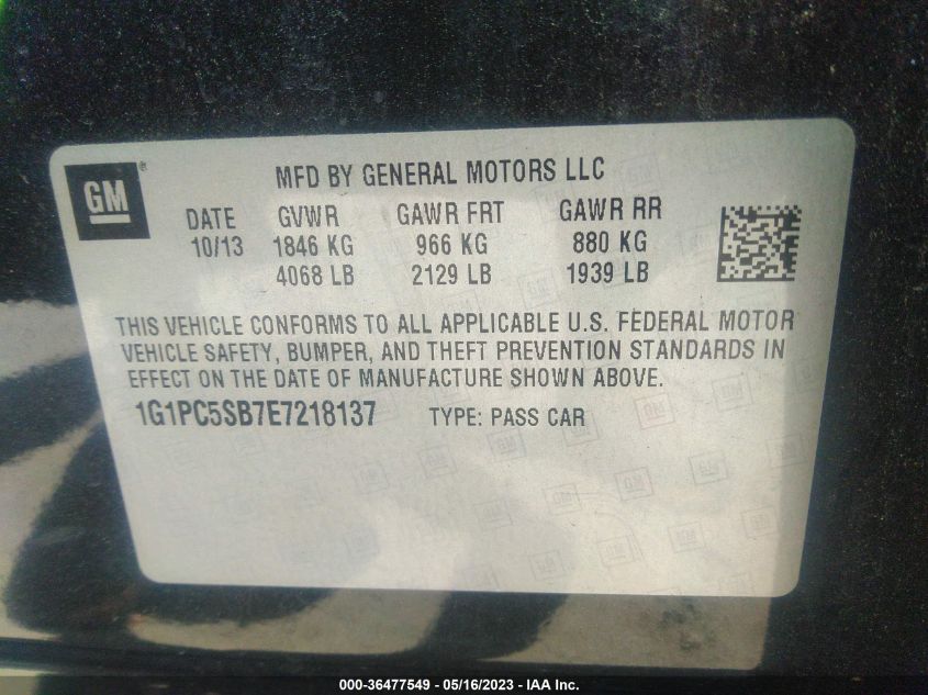 2014 CHEVROLET CRUZE 1LT - 1G1PC5SB7E7218137