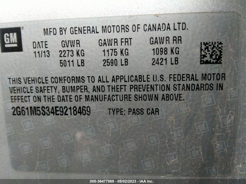 2014 CADILLAC XTS LUXURY - 2G61M5S34E9218469