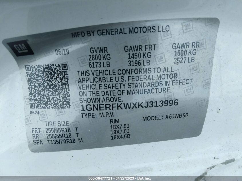 2019 CHEVROLET TRAVERSE LS - 1GNERFKWXKJ313996