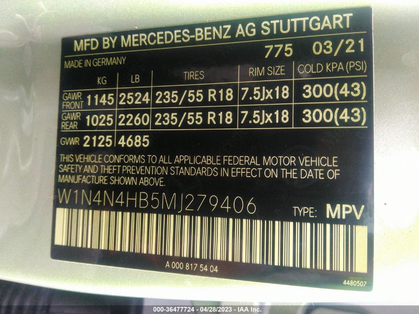 2021 MERCEDES-BENZ GLA GLA 250 - W1N4N4HB5MJ279406