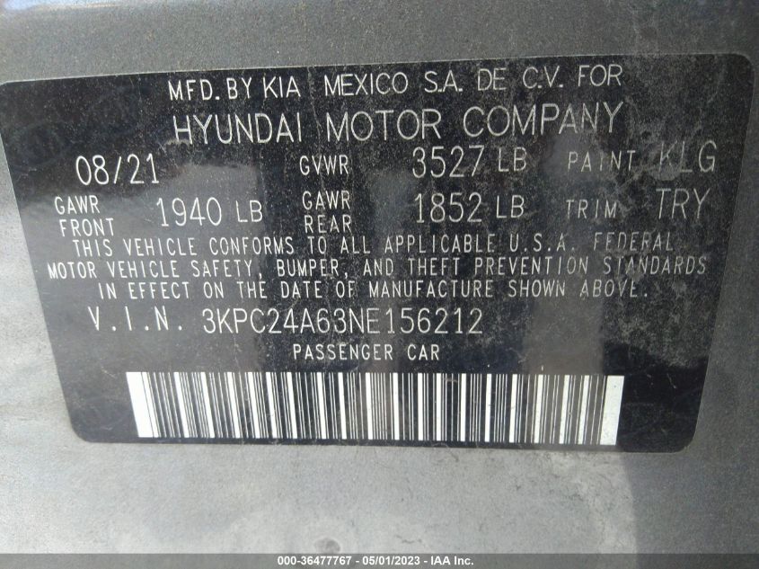 2022 HYUNDAI ACCENT SE - 3KPC24A63NE156212