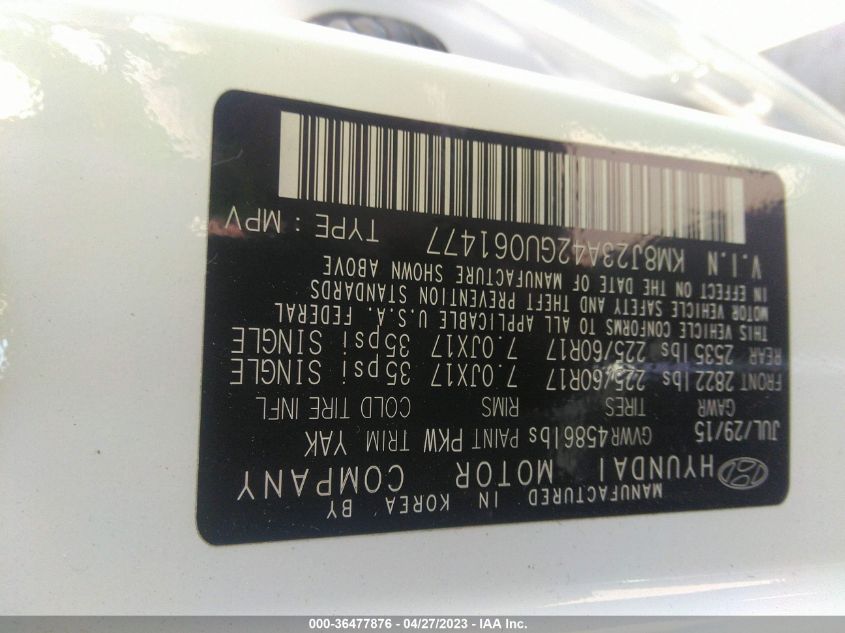 2016 HYUNDAI TUCSON SE - KM8J23A42GU061477