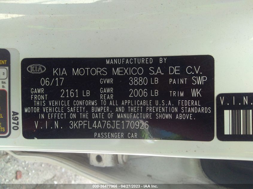 2018 KIA FORTE LX - 3KPFL4A76JE170926