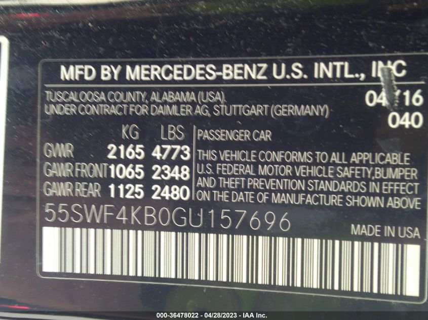 2016 MERCEDES-BENZ C-CLASS C 300 - 55SWF4KB0GU157696