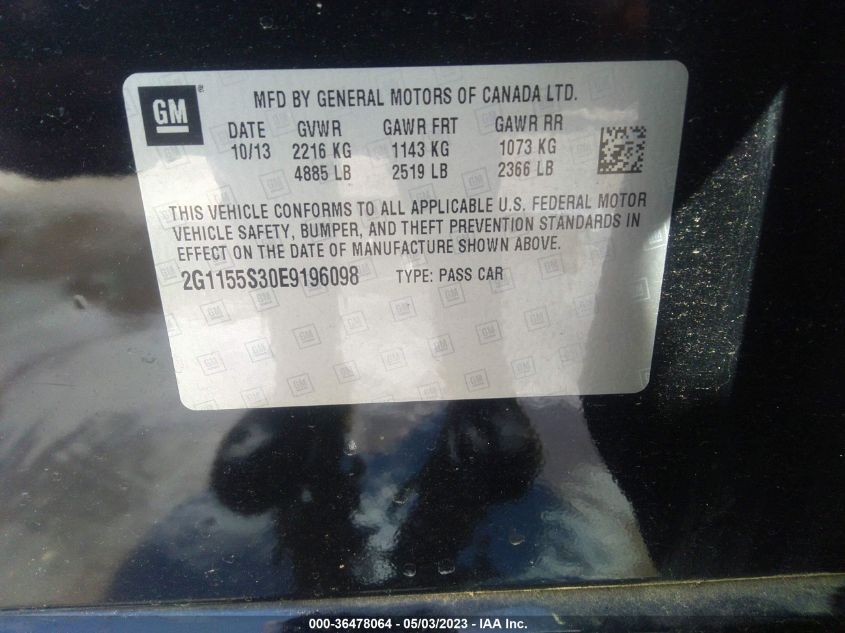 2014 CHEVROLET IMPALA LTZ - 2G1155S30E9196098