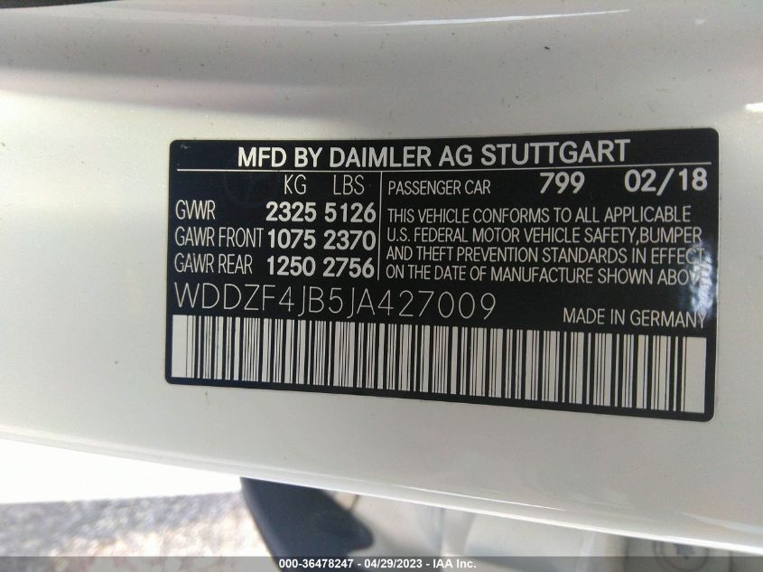 2018 MERCEDES-BENZ E-CLASS E 300 - WDDZF4JB5JA427009