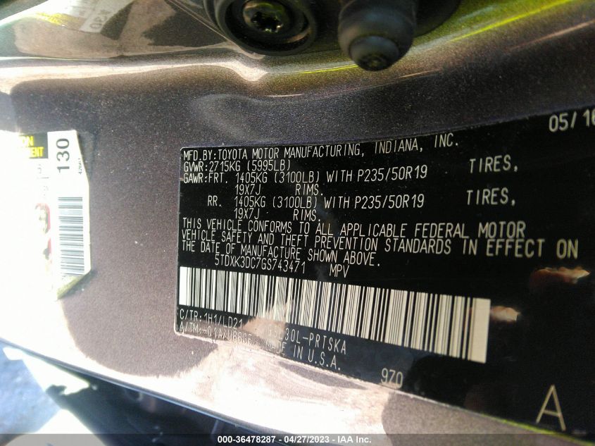 2016 TOYOTA SIENNA SE - 5TDXK3DC7GS743471