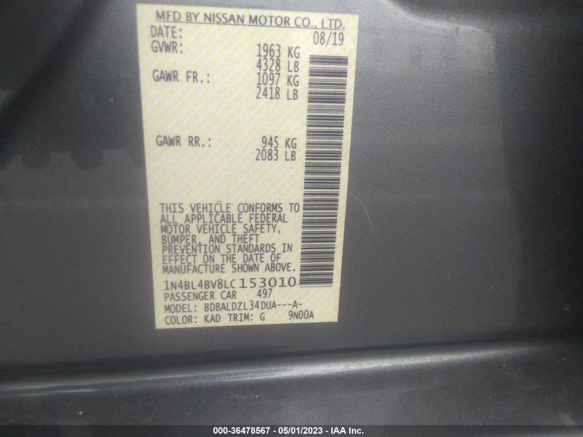 2020 NISSAN ALTIMA 2.5 S - 1N4BL4BV8LC153010