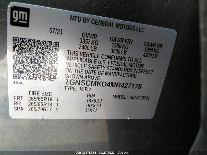 2021 CHEVROLET TAHOE LS - 1GNSCMKD4MR427178