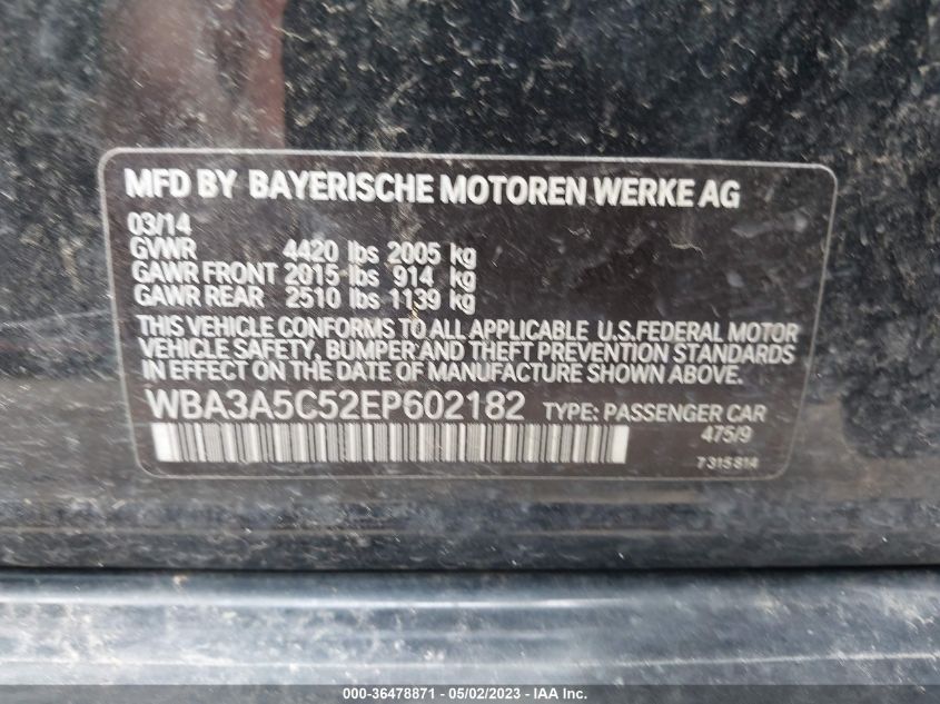 2014 BMW 3 SERIES 328I - WBA3A5C52EP602182