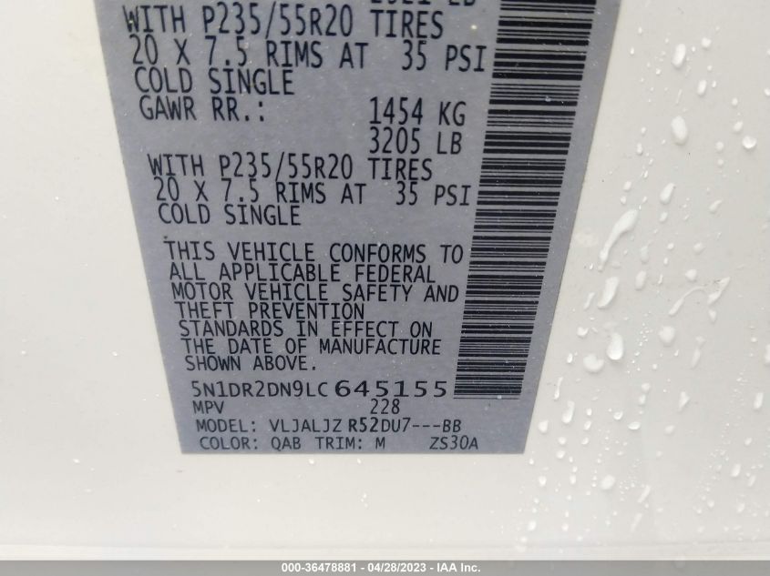 2020 NISSAN PATHFINDER PLATINUM - 5N1DR2DN9LC645155