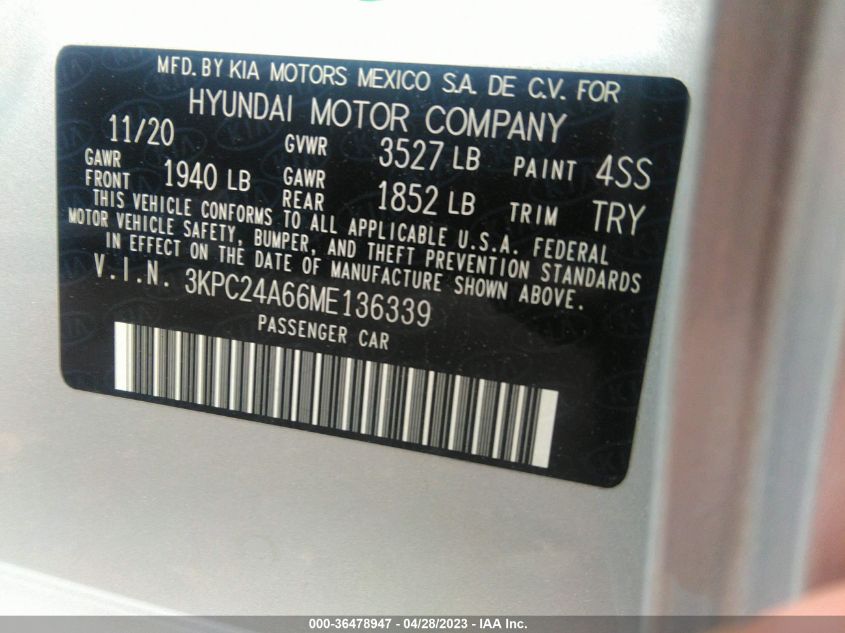 2021 HYUNDAI ACCENT SE - 3KPC24A66ME136339