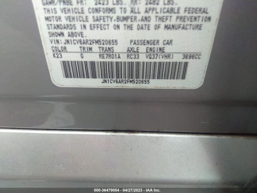 2015 INFINITI Q40 JN1CV6AR2FM520655