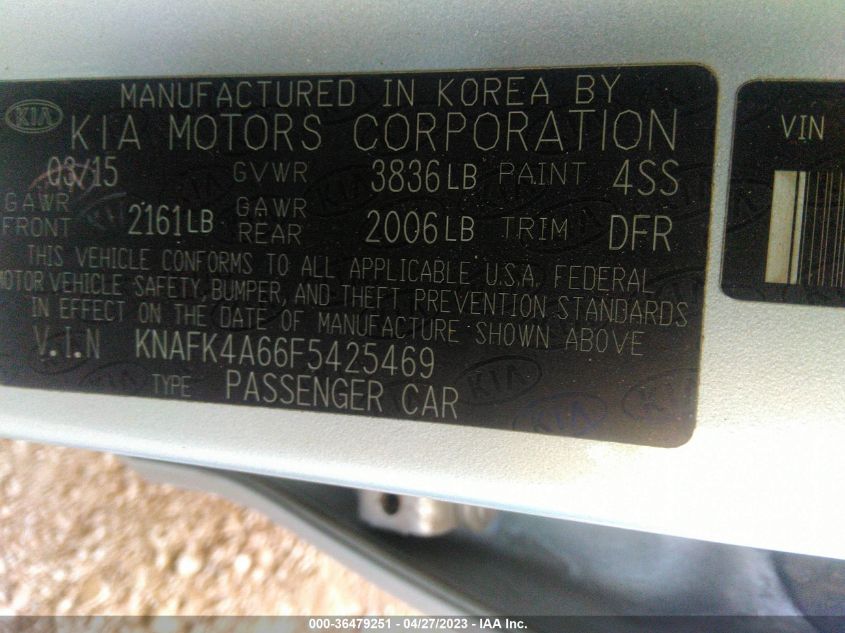 2015 KIA FORTE LX - KNAFK4A66F5425469