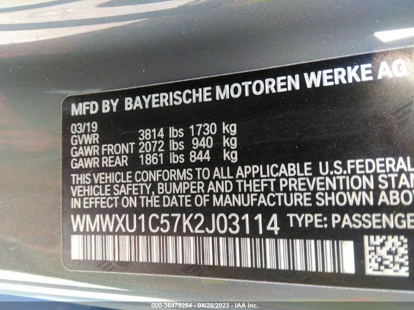 2019 MINI HARDTOP 4 DOOR COOPER WMWXU1C57K2J03114