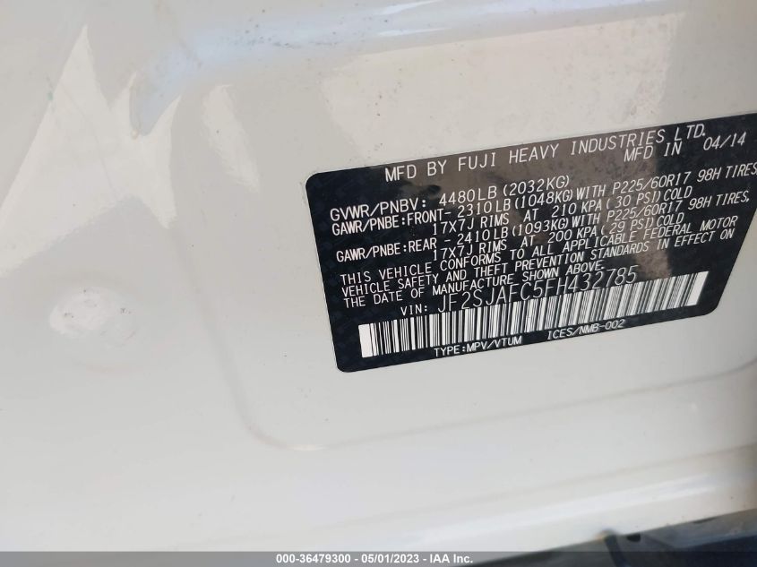 2015 SUBARU FORESTER 2.5I PREMIUM - JF2SJAFC5FH432785