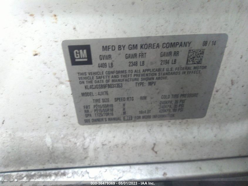 2015 BUICK ENCORE LEATHER - KL4CJGSB9FB031353