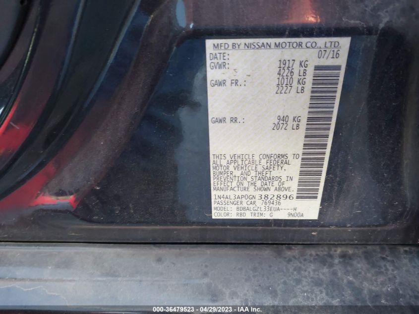 2016 NISSAN ALTIMA 2.5 S - 1N4AL3AP0GN382896