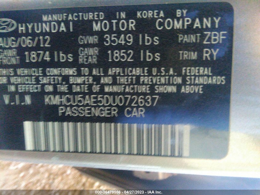 2013 HYUNDAI ACCENT SE - KMHCU5AE5DU072637