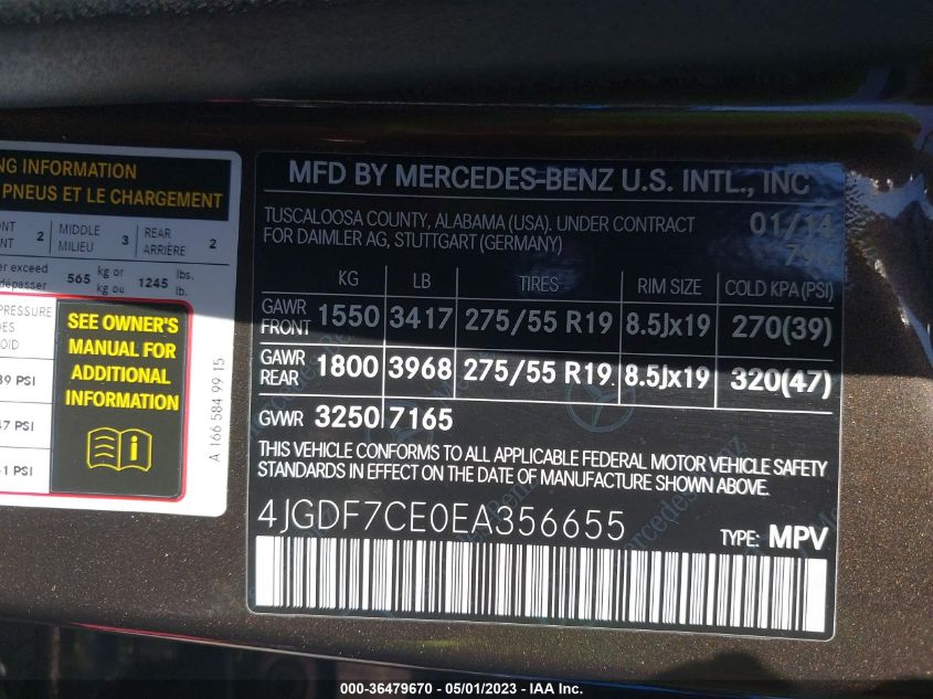 2014 MERCEDES-BENZ GL-CLASS GL 450 - 4JGDF7CE0EA356655
