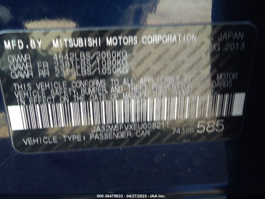 2014 MITSUBISHI LANCER EVOLUTION MR JA32W5FVXEU008211