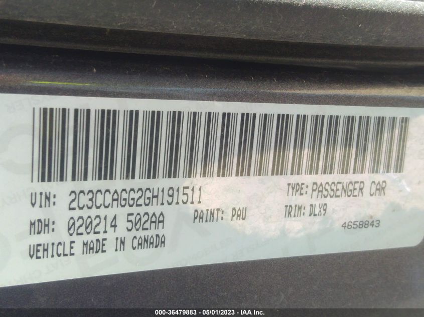 2016 CHRYSLER 300 300S - 2C3CCAGG2GH191511