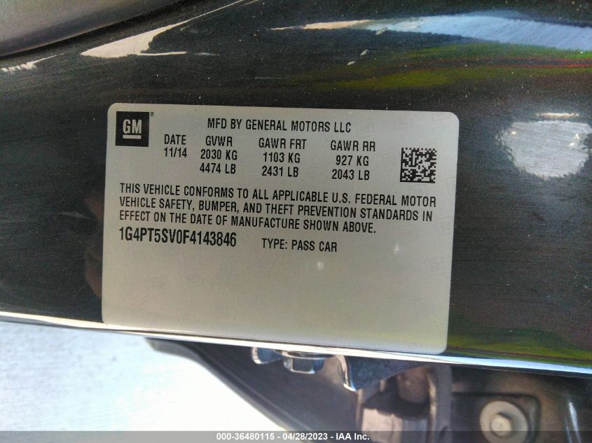 2015 BUICK VERANO PREMIUM TURBO GROUP - 1G4PT5SV0F4143846