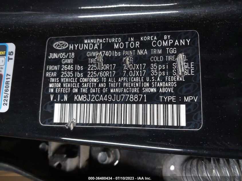 2018 HYUNDAI TUCSON SE - KM8J2CA49JU778871