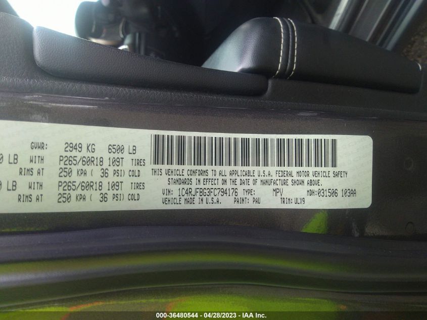 2015 JEEP GRAND CHEROKEE LIMITED - 1C4RJFBG3FC794176