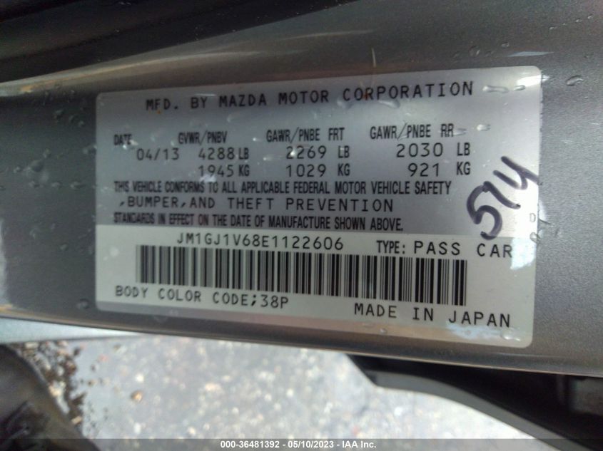 2014 MAZDA MAZDA6 I TOURING - JM1GJ1V68E1122606