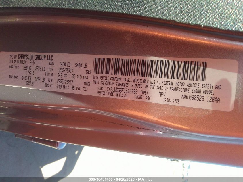 2015 JEEP WRANGLER UNLIMITED SPORT - 1C4BJWDG6FL518766