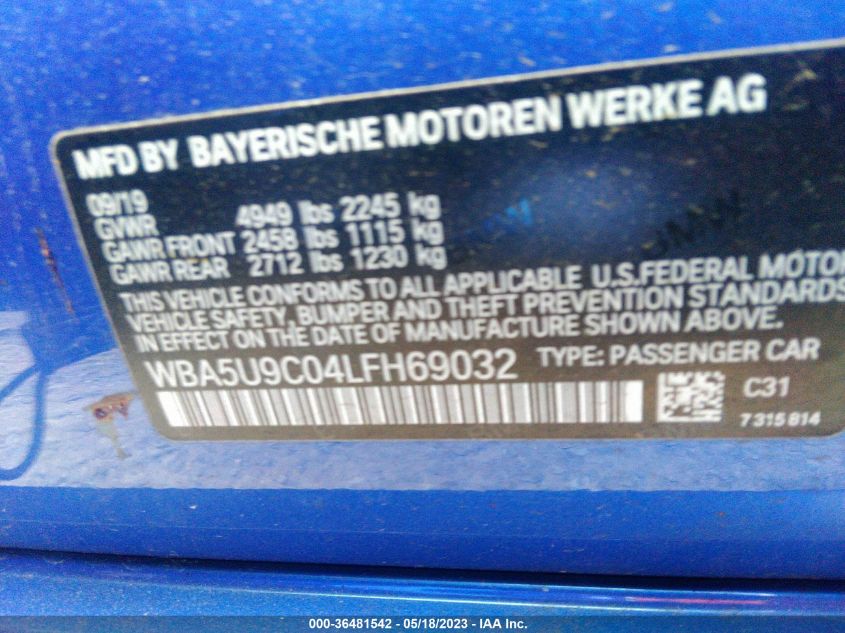 2020 BMW 3 SERIES M340I XDRIVE - WBA5U9C04LFH69032