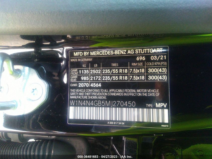 2021 MERCEDES-BENZ GLA GLA 250 - W1N4N4GB5MJ270450