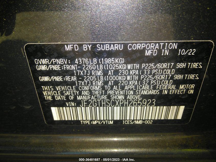 2023 SUBARU CROSSTREK SPORT - JF2GTHSCXPH265923