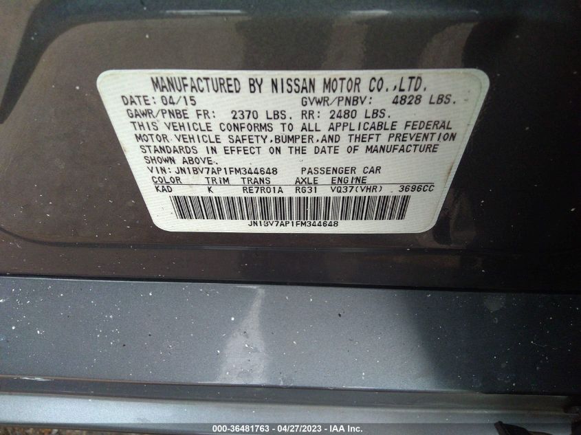 2015 INFINITI Q50 PREMIUM - JN1BV7AP1FM344648
