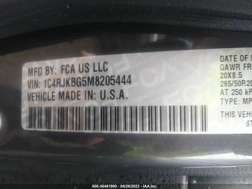 2021 JEEP GRAND CHEROKEE L LIMITED - 1C4RJKBG5M8205444