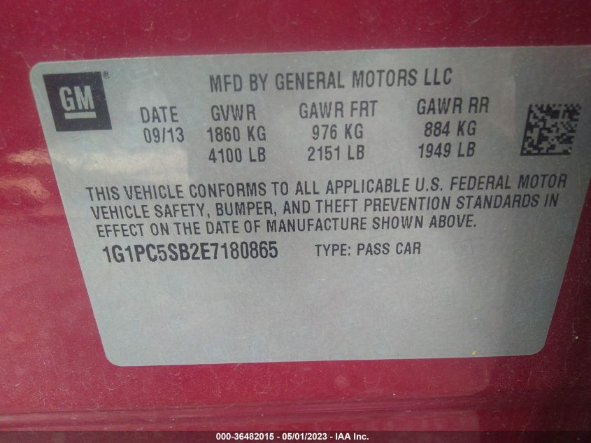 2014 CHEVROLET CRUZE 1LT - 1G1PC5SB2E7180865
