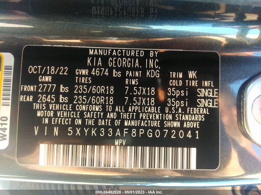 2023 KIA SPORTAGE EX - 5XYK33AF8PG072041