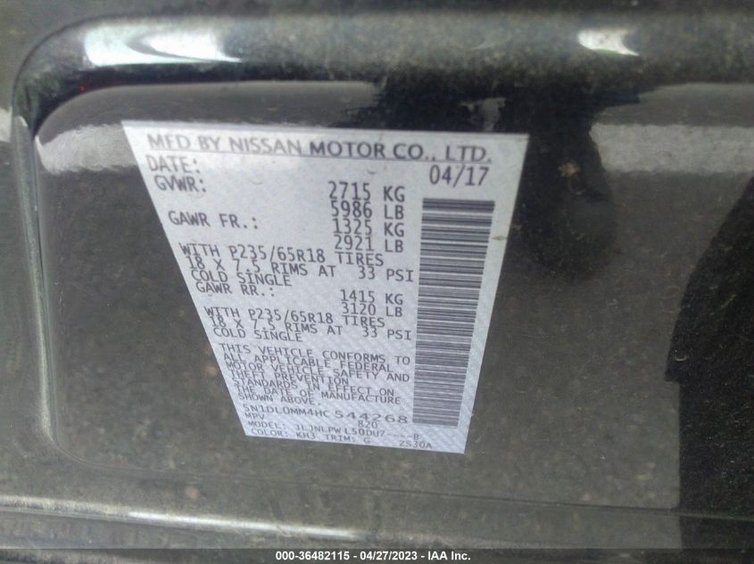 2017 INFINITI QX60 - 5N1DL0MM4HC544268