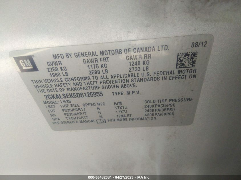 2013 GMC TERRAIN SLE - 2GKALSEK5D6126955