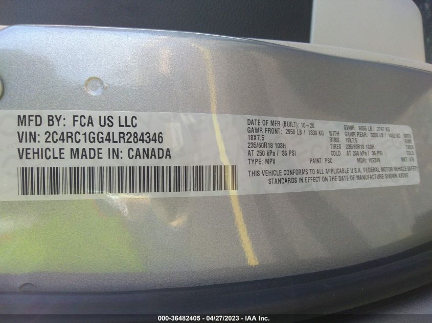 2020 CHRYSLER PACIFICA LIMITED - 2C4RC1GG4LR284346